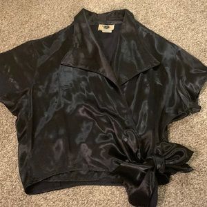 Black silk crop top size medium